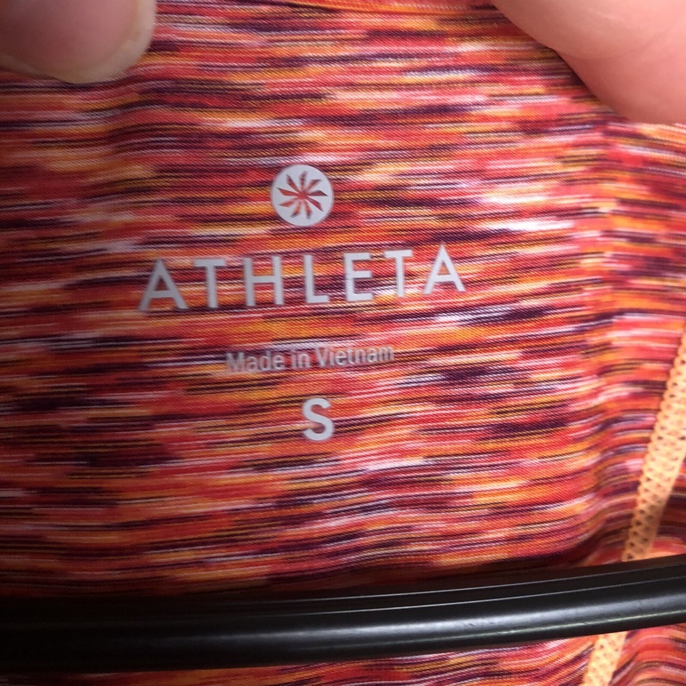 Athleta Cycling Tank Top Womens S Orange Space Dye Rear Pocket Reflective Trim - Picture 4 of 6